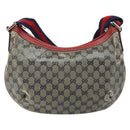 GUCCI GG Crystal Shoulder Bag Coated Canvas Navy Gold 181092 Auth 169036-2