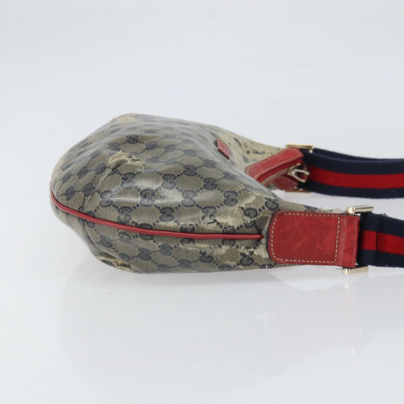 GUCCI GG Crystal Shoulder Bag Coated Canvas Navy Gold 181092 Auth 169036