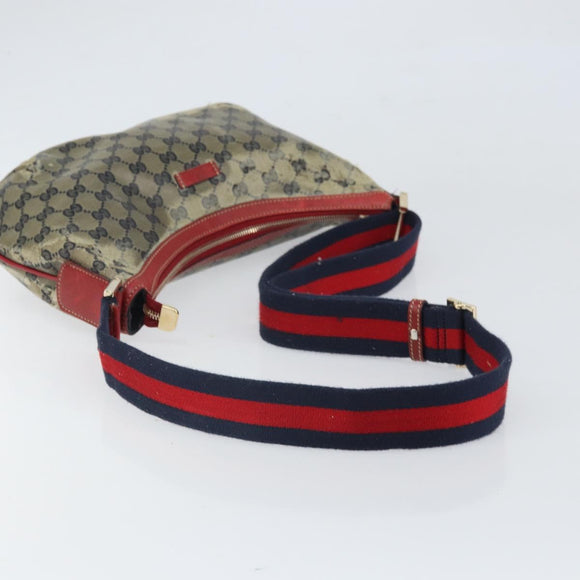 GUCCI GG Crystal Shoulder Bag Coated Canvas Navy Gold 181092 Auth 169036