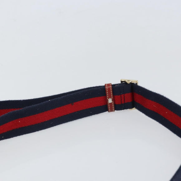 GUCCI GG Crystal Shoulder Bag Coated Canvas Navy Gold 181092 Auth 169036