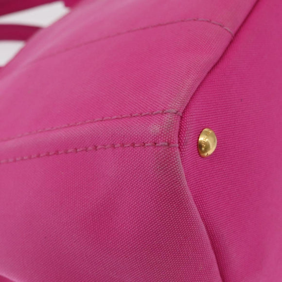 PRADA Canapa MM Hand Bag Canvas Pink Gold Auth 169038