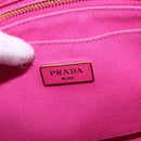 PRADA Canapa MM Hand Bag Canvas Pink Gold Auth 169038-10