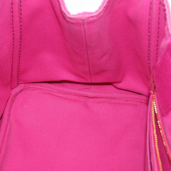 PRADA Canapa MM Hand Bag Canvas Pink Gold Auth 169038