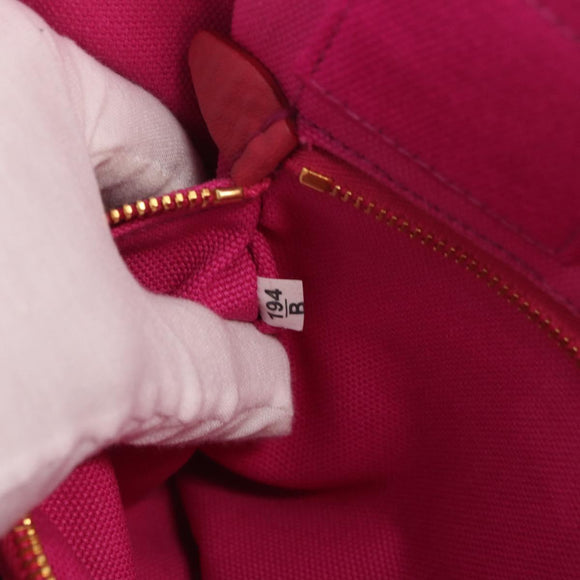 PRADA Canapa MM Hand Bag Canvas Pink Gold Auth 169038