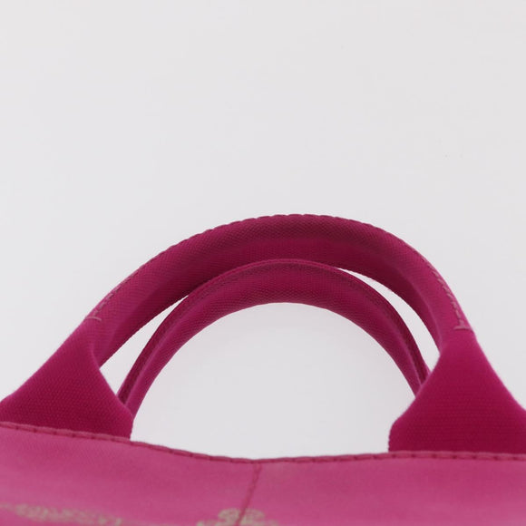 PRADA Canapa MM Hand Bag Canvas Pink Gold Auth 169038