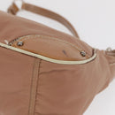 PRADA Shoulder Bag Nylon Beige Silver Auth 169041-14