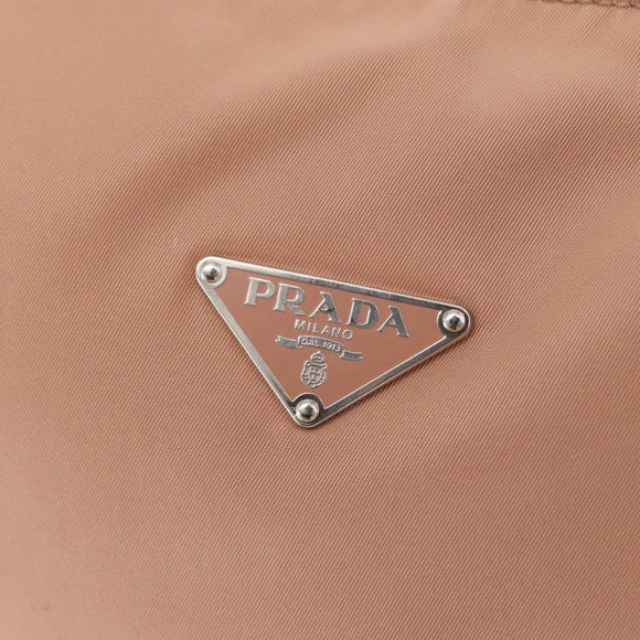 PRADA Shoulder Bag Nylon Beige Silver Auth 169041