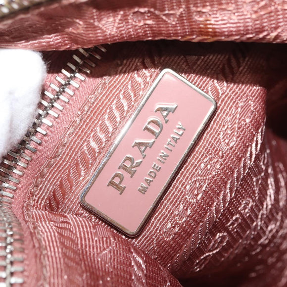 PRADA Shoulder Bag Nylon Beige Silver Auth 169041