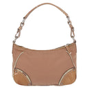 PRADA Shoulder Bag Nylon Beige Silver Auth 169041-2