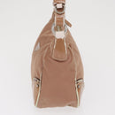 PRADA Shoulder Bag Nylon Beige Silver Auth 169041-3
