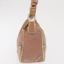 PRADA Shoulder Bag Nylon Beige Silver Auth 169041-4