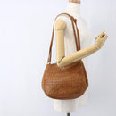 BOTTEGA VENETA INTRECCIATO Shoulder Bag Leather Brown Gold Auth 169043-21