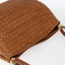 BOTTEGA VENETA INTRECCIATO Shoulder Bag Leather Brown Gold Auth 169043-6