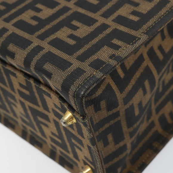 FENDI Zucca Canvas Vanity Handtasche Schwarz Braun Auth 169044