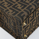 FENDI Zucca Canvas Vanity Handtasche Schwarz Braun Auth 169044-11