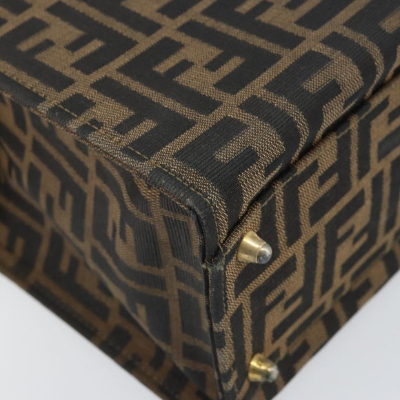 FENDI Zucca Canvas Vanity Handtasche Schwarz Braun Auth 169044
