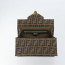 FENDI Zucca Canvas Vanity Handtasche Schwarz Braun Auth 169044-14