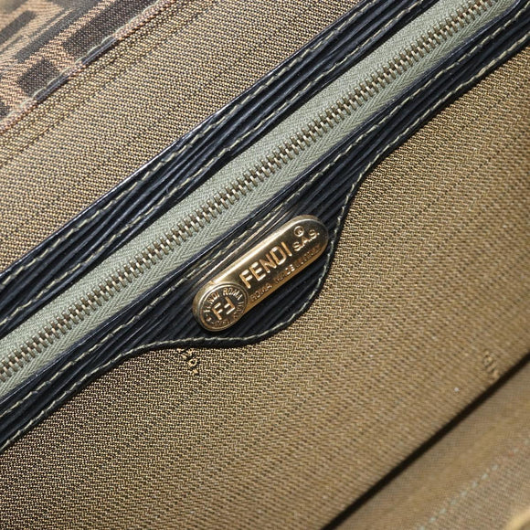 FENDI Zucca Canvas Vanity Handtasche Schwarz Braun Auth 169044