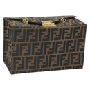 FENDI Zucca Canvas Vanity Hand Bag Black Brown Auth 169044-1