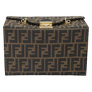 FENDI Zucca Canvas Vanity Handtasche Schwarz Braun Auth 169044-2