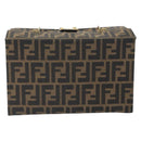 FENDI Zucca Canvas Vanity Hand Bag Black Brown Auth 169044-3