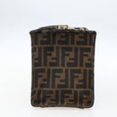 FENDI Zucca Canvas Vanity Handtasche Schwarz Braun Auth 169044-4