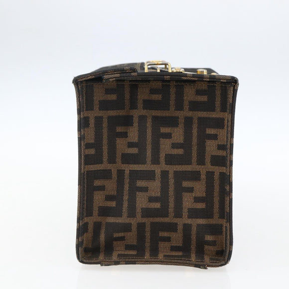 FENDI Zucca Canvas Vanity Handtasche Schwarz Braun Auth 169044