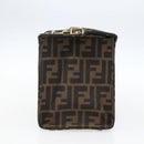 FENDI Zucca Canvas Vanity Handtasche Schwarz Braun Auth 169044-5