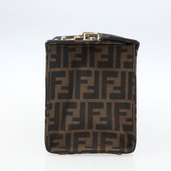 FENDI Zucca Canvas Vanity Handtasche Schwarz Braun Auth 169044