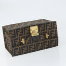 FENDI Zucca Canvas Vanity Handtasche Schwarz Braun Auth 169044-6