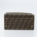 FENDI Zucca Canvas Vanity Handtasche Schwarz Braun Auth 169044-7
