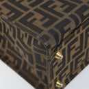 FENDI Zucca Canvas Vanity Handtasche Schwarz Braun Auth 169044-9