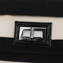 CHANEL 2.55 Chain Shoulder Bag Nylon Black Silver CC Auth 169050-14