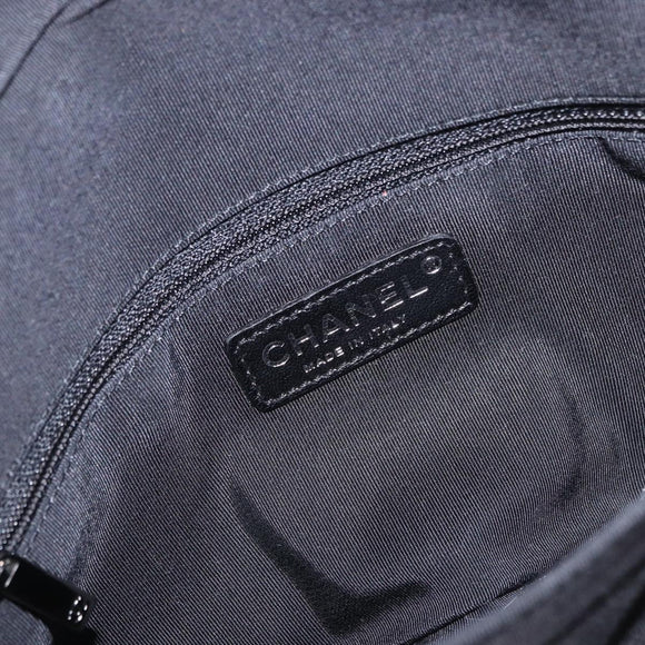 CHANEL 2.55 Chain Shoulder Bag Nylon Black Silver CC Auth 169050