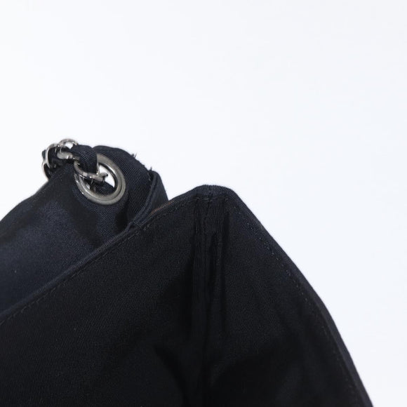 CHANEL 2.55 Chain Shoulder Bag Nylon Black Silver CC Auth 169050
