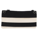 CHANEL 2.55 Chain Shoulder Bag Nylon Black Silver CC Auth 169050-3
