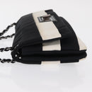 CHANEL 2.55 Chain Shoulder Bag Nylon Black Silver CC Auth 169050-5