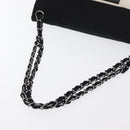 CHANEL 2.55 Chain Shoulder Bag Nylon Black Silver CC Auth 169050-7