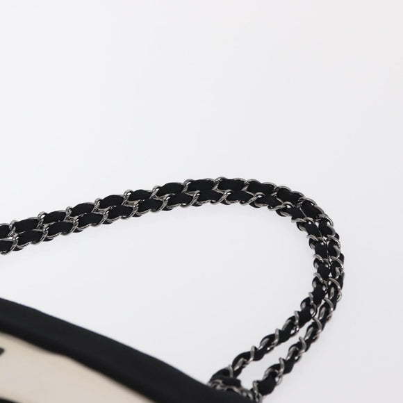 CHANEL 2.55 Chain Shoulder Bag Nylon Black Silver CC Auth 169050