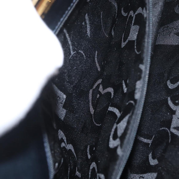 Salvatore Ferragamo Gancini Chain Shoulder Bag Leather Navy Gold Auth 169051