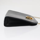 Salvatore Ferragamo Gancini Chain Shoulder Bag Leather Navy Gold Auth 169051-3