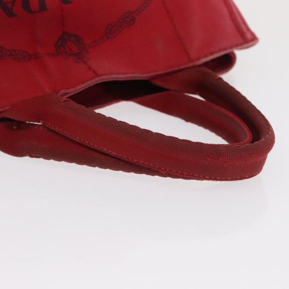 PRADA Kanapa M Hand Bag Canvas Red Gold Auth 169054