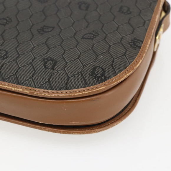 Christian Dior Honeycomb Canvas Shoulder Bag PVC Gray Gold Auth 169055