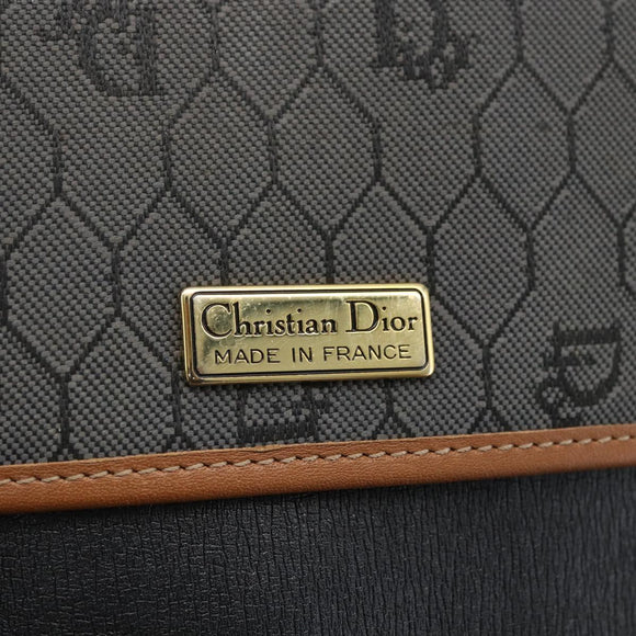 Christian Dior Honeycomb Canvas Shoulder Bag PVC Gray Gold Auth 169055