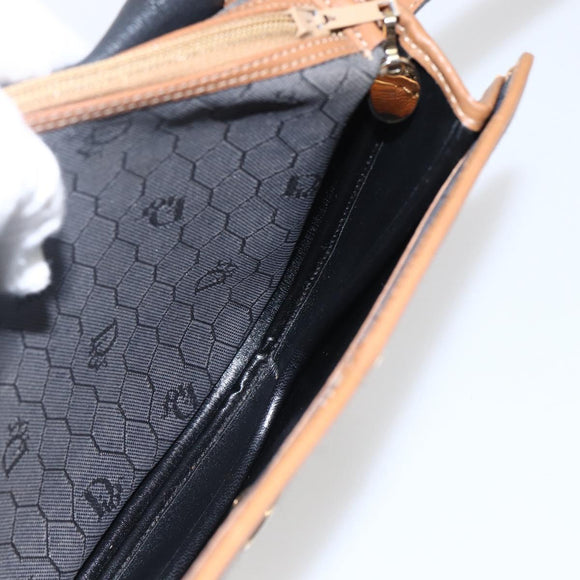 Christian Dior Honeycomb Canvas Shoulder Bag PVC Gray Gold Auth 169055
