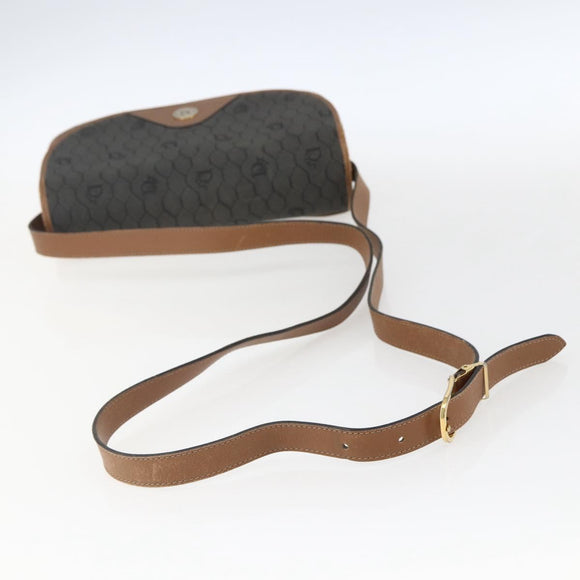 Christian Dior Honeycomb Canvas Shoulder Bag PVC Gray Gold Auth 169055