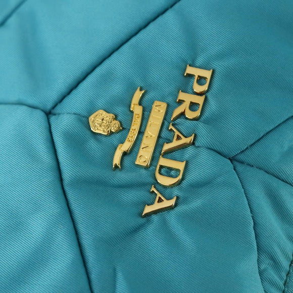 PRADA Shoulder Bag Nylon Blue Gold Auth 169057V