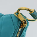 PRADA Shoulder Bag Nylon Blue Gold Auth 169057V-19