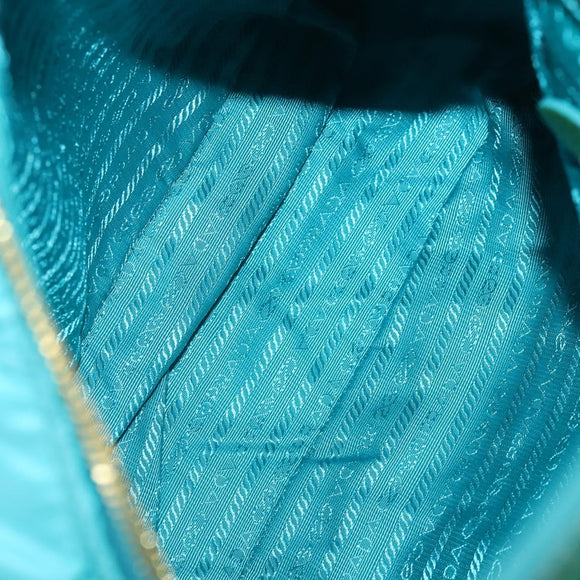 PRADA Shoulder Bag Nylon Blue Gold Auth 169057V