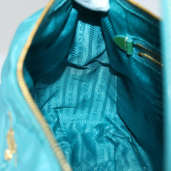 PRADA Umhängetasche Nylon Blau Gold Original 169057V